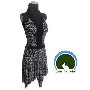 Y2K Heart Moon Star Black Asymmetrical Dress Medium B2 Whimsigoth Grunge